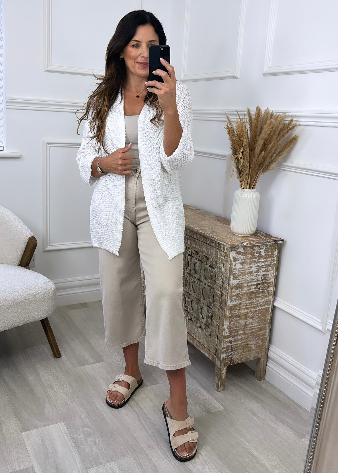 Clara White Knit Cardigan