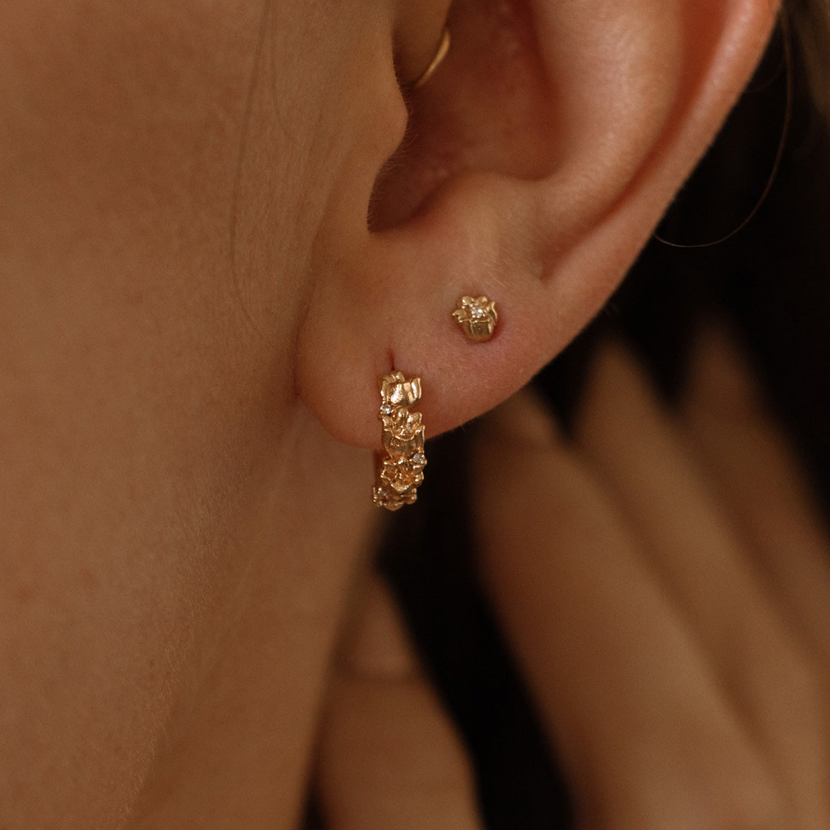 May CZ Birth Flower Stud Earrings