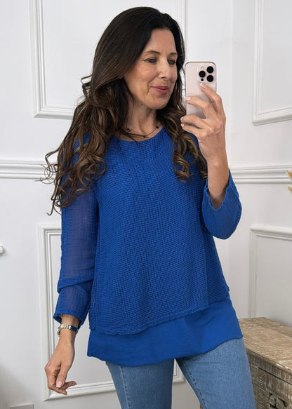 Lucia Blue Double Layer Summer Sweater