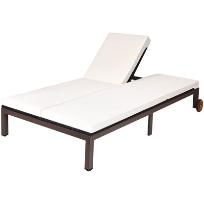 2-Person Patio Rattan Lounge Chair with Adjustable Backrest