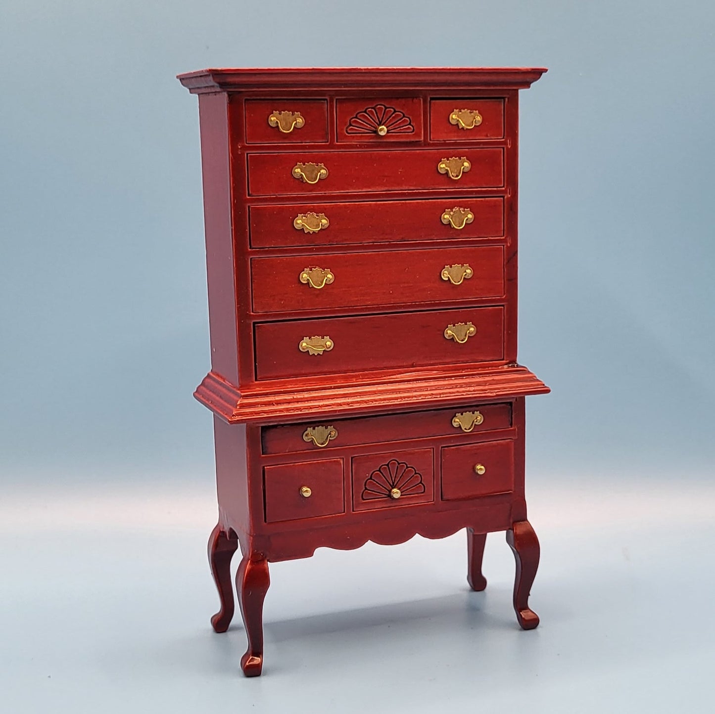 Mahogany Queen Anne Hiboy - 1/12 Scale Dollhouse Miniature