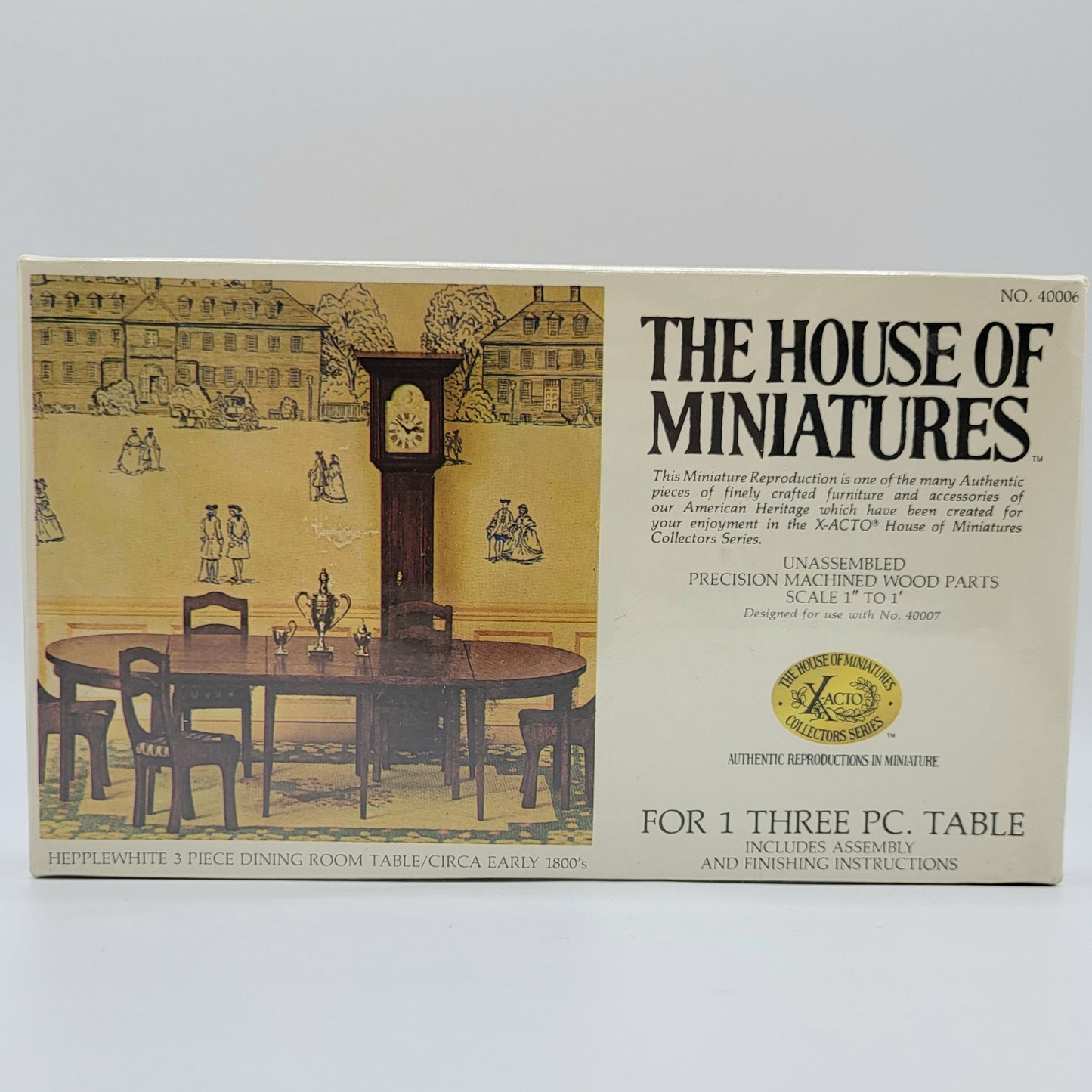 House of Miniatures Kit #40006 - Hepplewhite 3-Piece Dining Room Table