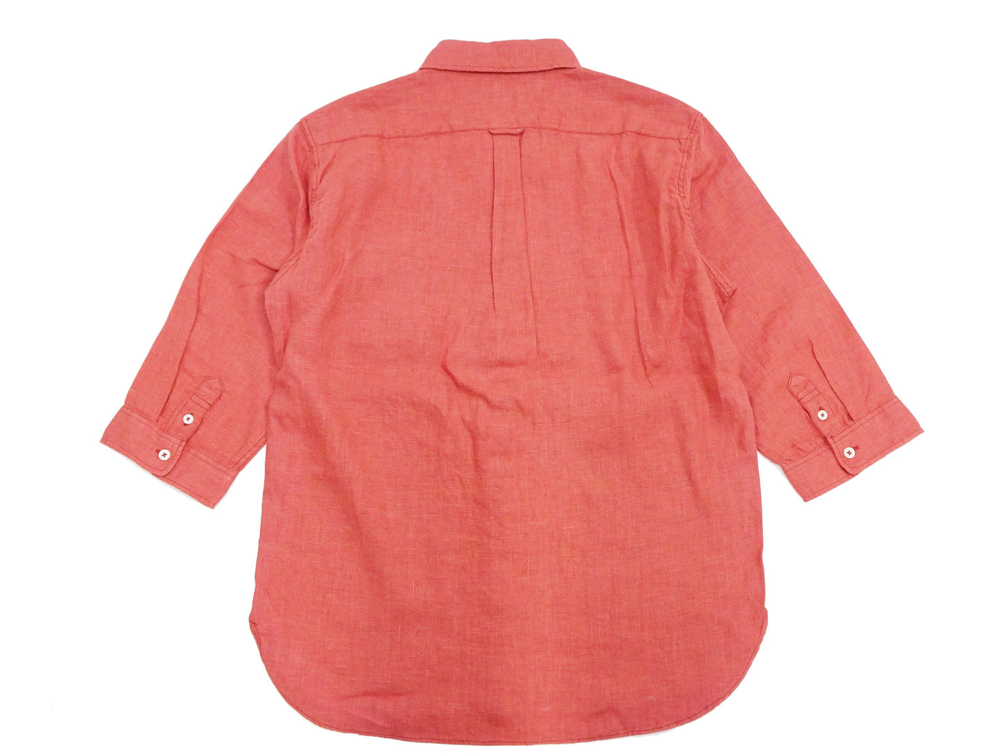 Pherrow's Linen 3/4 Sleeve Shirt Men's Casual Plain Button Up Shirt with Button-Down Collar Pherrows 24S-P7BD1 Salmon