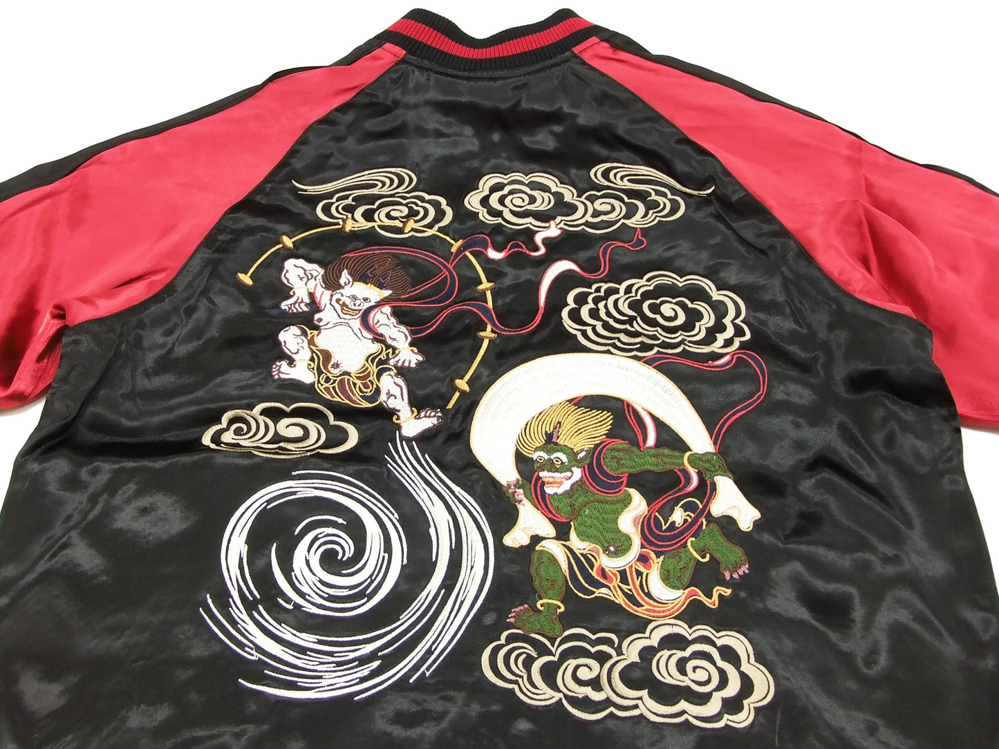 Japanesque Japanese Souvenir Jacket 3RSJ-003 Fujin Raijin Men's Sukajan Black/Red