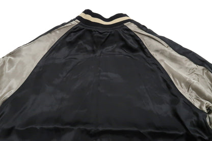 Japanesque Sukajan Men's Japanese Souvenir Jacket Fujin Embroidery 3RSJ-020 Black