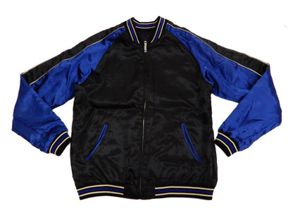 Japanesque Men's Japanese Souvenir Jacket Koi Fish Sukajan 3RSJ-047 Black/Navy-Blue