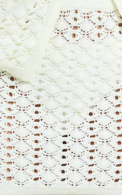 Henrietta Mini Skirt - Fitted Pointelle Knit Skirt in Off White