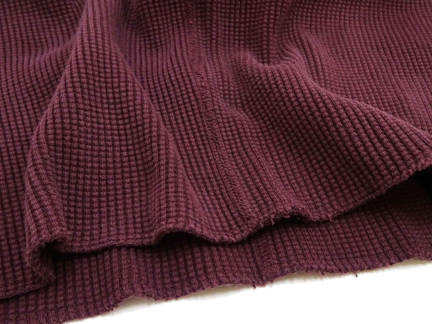 Studio D'Artisan Men's Heavyweight Waffle Knit Thermal Henley Long Sleeve T-Shirt - 100% Cotton, Ribbed Crew Neck Band, Ribbed Cuffs, Raw-edge hem, Made in Japan (SDA 9937) Burgundy