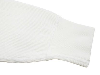 Studio D'Artisan Men's Heavyweight Waffle Knit Thermal Henley Long Sleeve T-Shirt - 100% Cotton, Ribbed Crew Neck Band, Ribbed Cuffs, Raw-edge hem, Made in Japan (SDA 9937) White