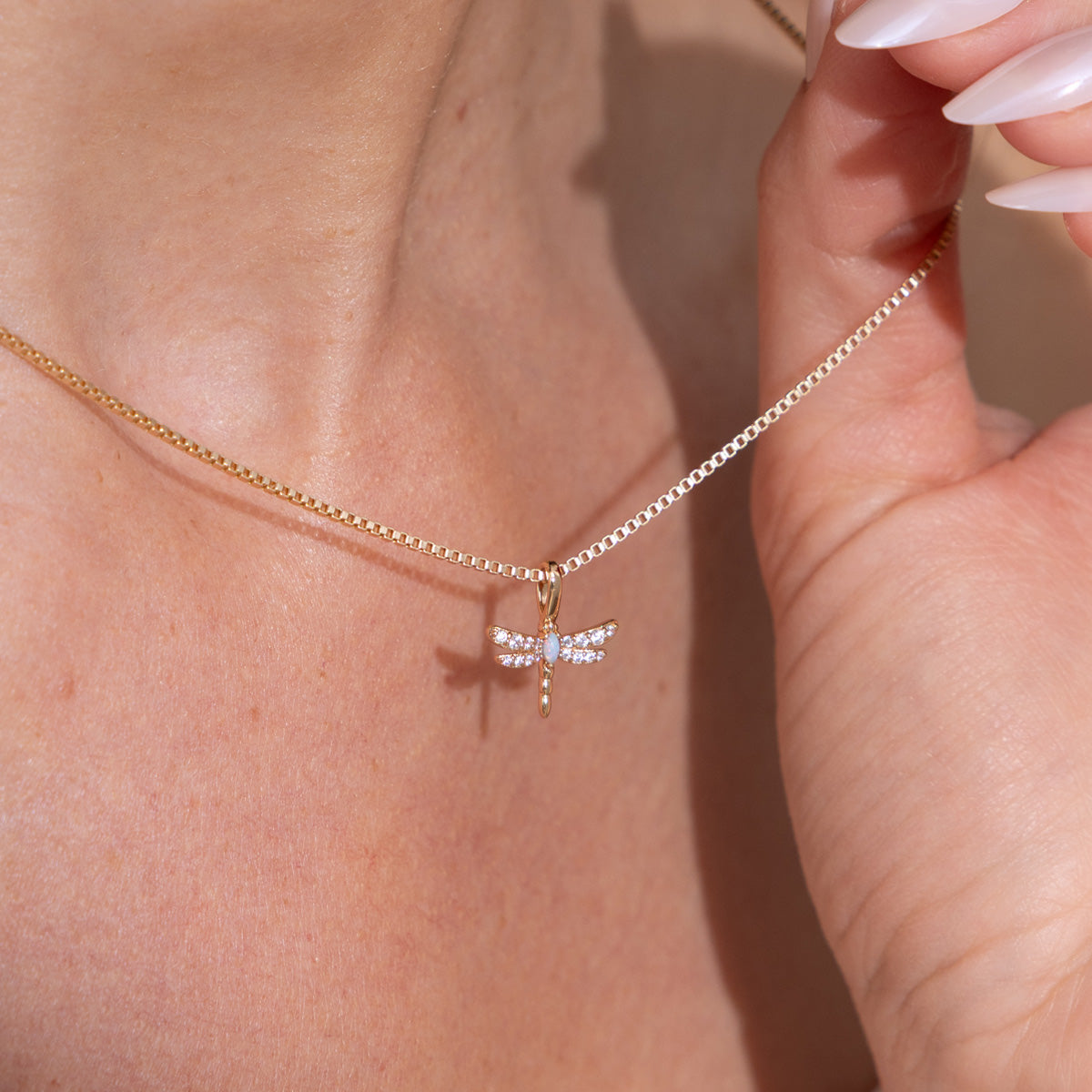 Opal Dragonfly Charm