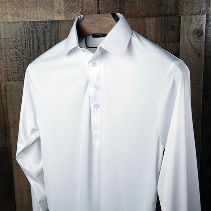 Semi-Spread Collar Polo Long Sleeve White