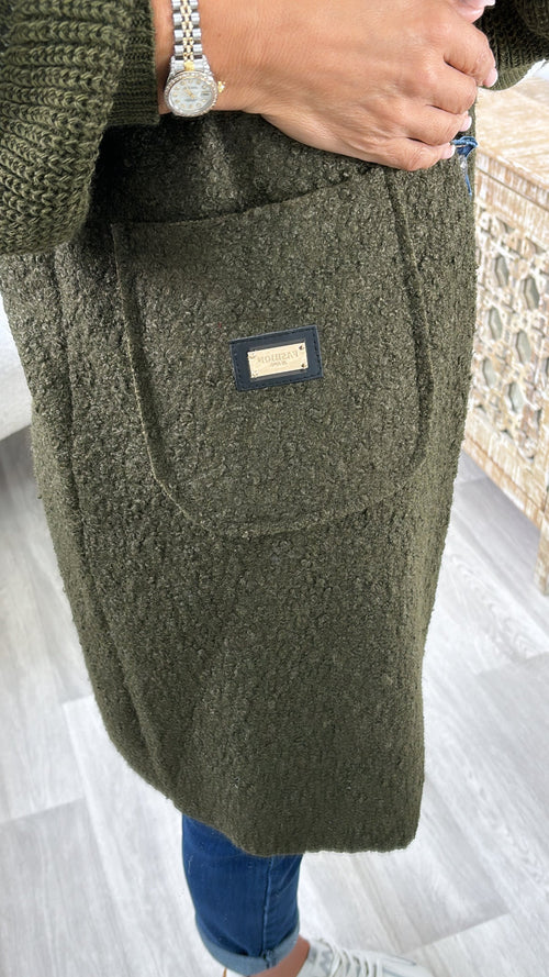 Yvonne Khaki Heart Sleeve Coadigan