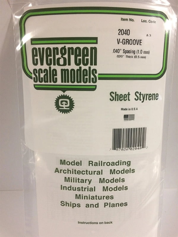 Evergreen V-Groove Siding .020", .040" Spacing - Opaque White Polystyrene - #2040