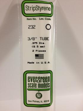 Evergreen Tube .375" Diameter - Opaque White Polystyrene - #232