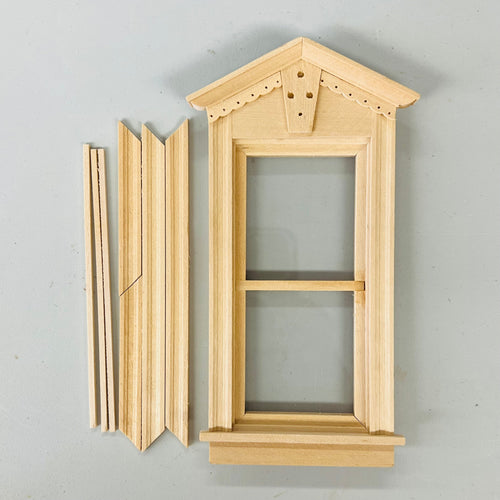 Fancy Victorian Nonworking Window - 1/12 Scale Dollhouse Miniature