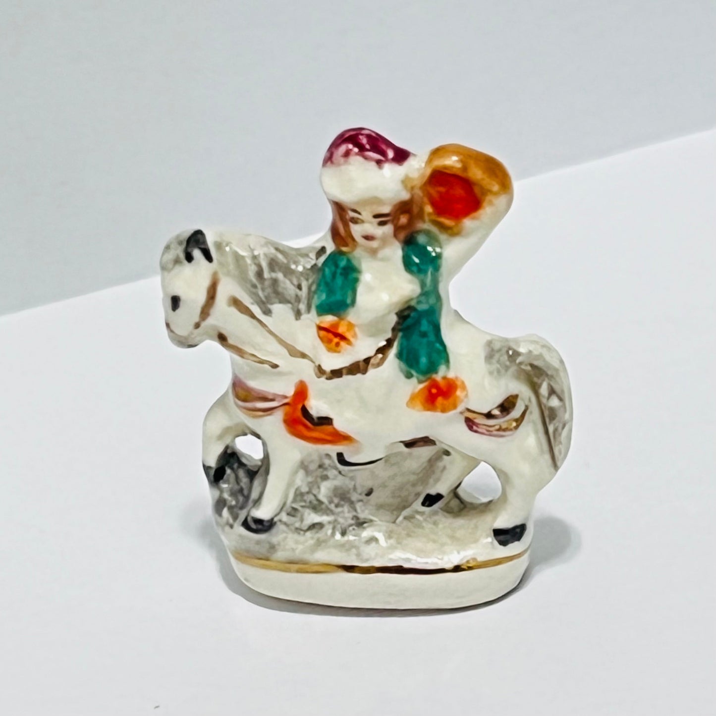 Circus Girl Holding a Tambourine on a Horse - Porcelain - 1/12 Scale