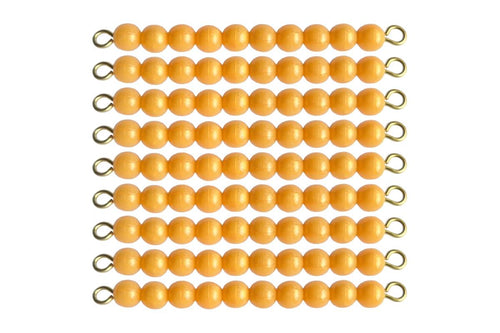 9 Golden Bead Bars of Ten (W Beads)