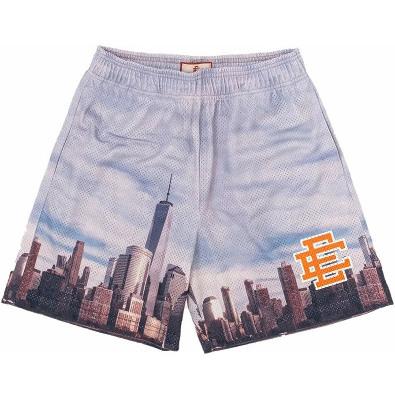 Cross-border exclusive for European code new sports mesh cloth shorts 3D digital printing trend beach pants male manufacturer wholesale