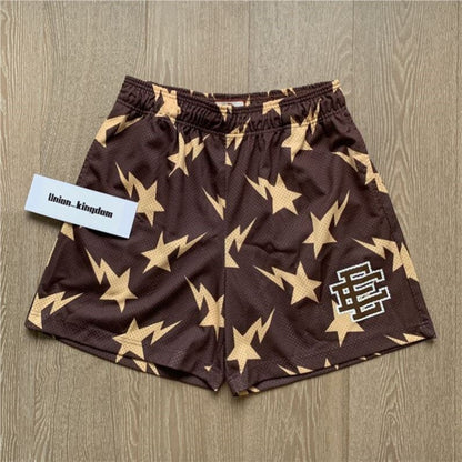 EE print shorts logo sweatpants mesh drawstring American shorts