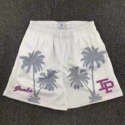 EE print shorts logo sweatpants mesh drawstring American shorts