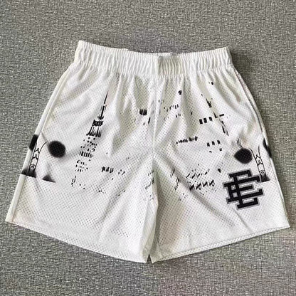 New EE American casual fitness shorts muscular men sports quarter pants mesh breathable style European and American stars with the same style