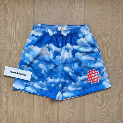 EE print shorts logo sweatpants mesh drawstring American shorts