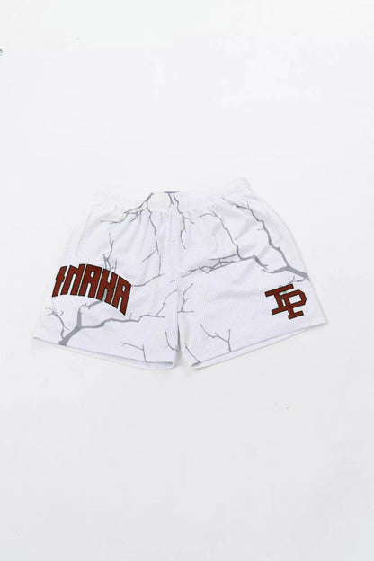EE print shorts logo sweatpants mesh drawstring American shorts