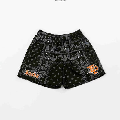 EE print shorts logo sweatpants mesh drawstring American shorts