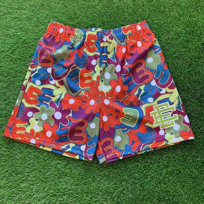 EE print shorts logo sweatpants mesh drawstring American shorts
