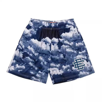 New EE American casual fitness shorts muscular men sports quarter pants mesh breathable style European and American stars with the same style