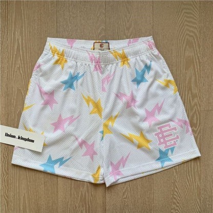 EE print shorts logo sweatpants mesh drawstring American shorts