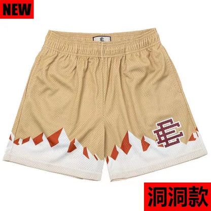 New EE American casual fitness shorts muscular men sports quarter pants mesh breathable style European and American stars with the same style