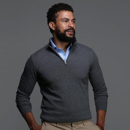Semi-Spread Collar Polo Blue Houndstooth