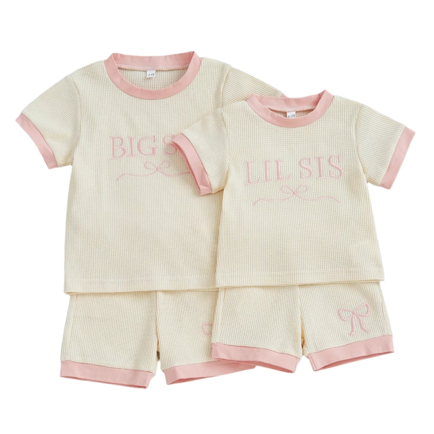LIL/BIG SIS Bowtie Waffle Knit Outfit