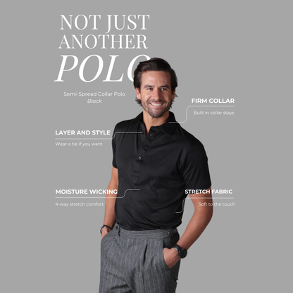 Semi-Spread Collar Polo Black