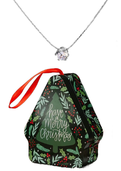 Silver Delicate Necklace Christmas Ornament Tin