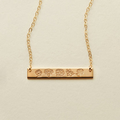 Birth Flower Bar Necklace