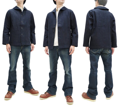 Buzz Rickson Shawl Collar Denim Jacket Men's Reproduction of US Navy Dungaree Jumper BR12744