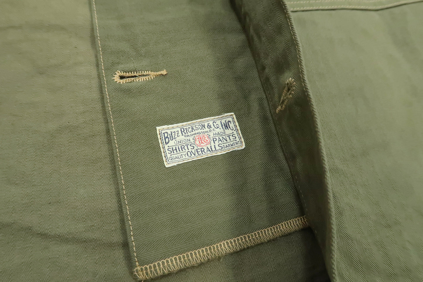 Buzz Rickson Jacket Men's Reproduction of WW2 USMC P44 HBT Utility Jacket P-44 BR15123 Olive