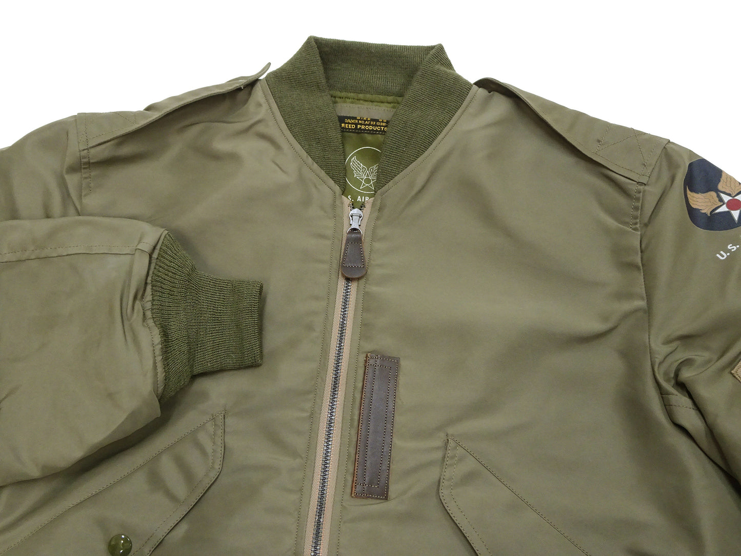 Buzz Rickson Jacket Men's L-2 Flight Jacket Plain Nylon Bomber Jacket L2 BR15125 Olive Drab