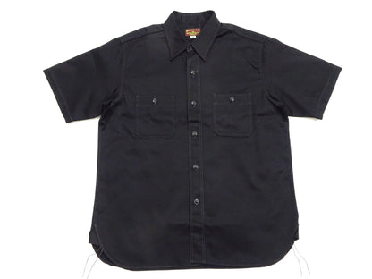 Buzz Rickson Herringbone Work Shirt - Men's Casual Military-Inspired Solid HBT Short-Sleeve Button-Up Shirt BR39530 119) Black