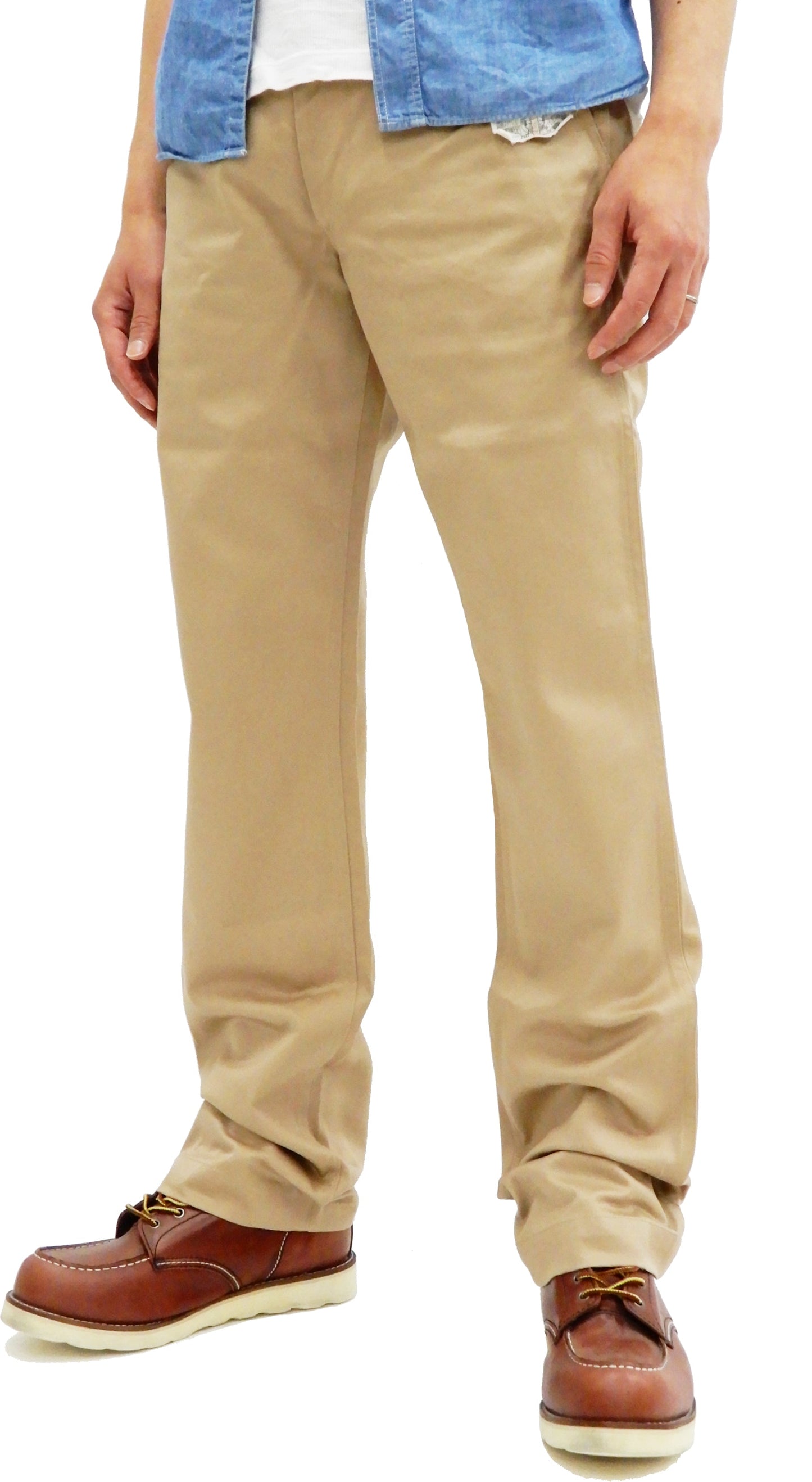 Buzz Rickson's Men's Original Spec Chinos 8.2 oz. Cotton Twill High-Rise Slimmer Straight Fit Military Chino Trousers with Zipper Fly Made in Japan (BR40025, 01 Beige, One Wash)