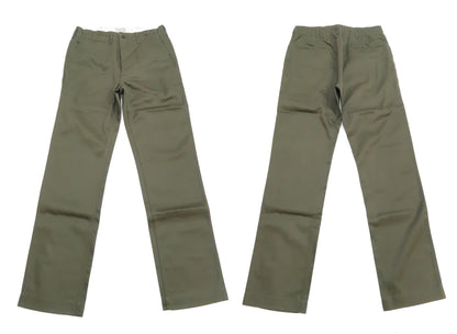 Buzz Rickson's Men's Original Spec Chinos 8.2 oz. Cotton Twill High-Rise Slimmer Straight Fit Military Chino Trousers with Zipper Fly Made in Japan (BR40025, 03 Olive One Wash)
