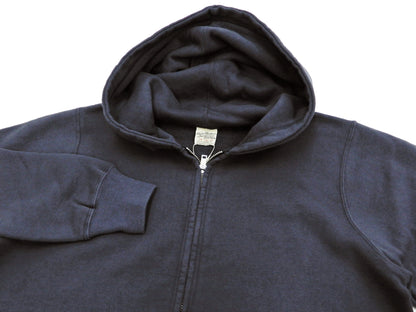 Buzz Rickson Hoodie Men's Plain Hoodie Zip Front Hooded Sweatshirt BR65623 Faded-Navy-Blue
