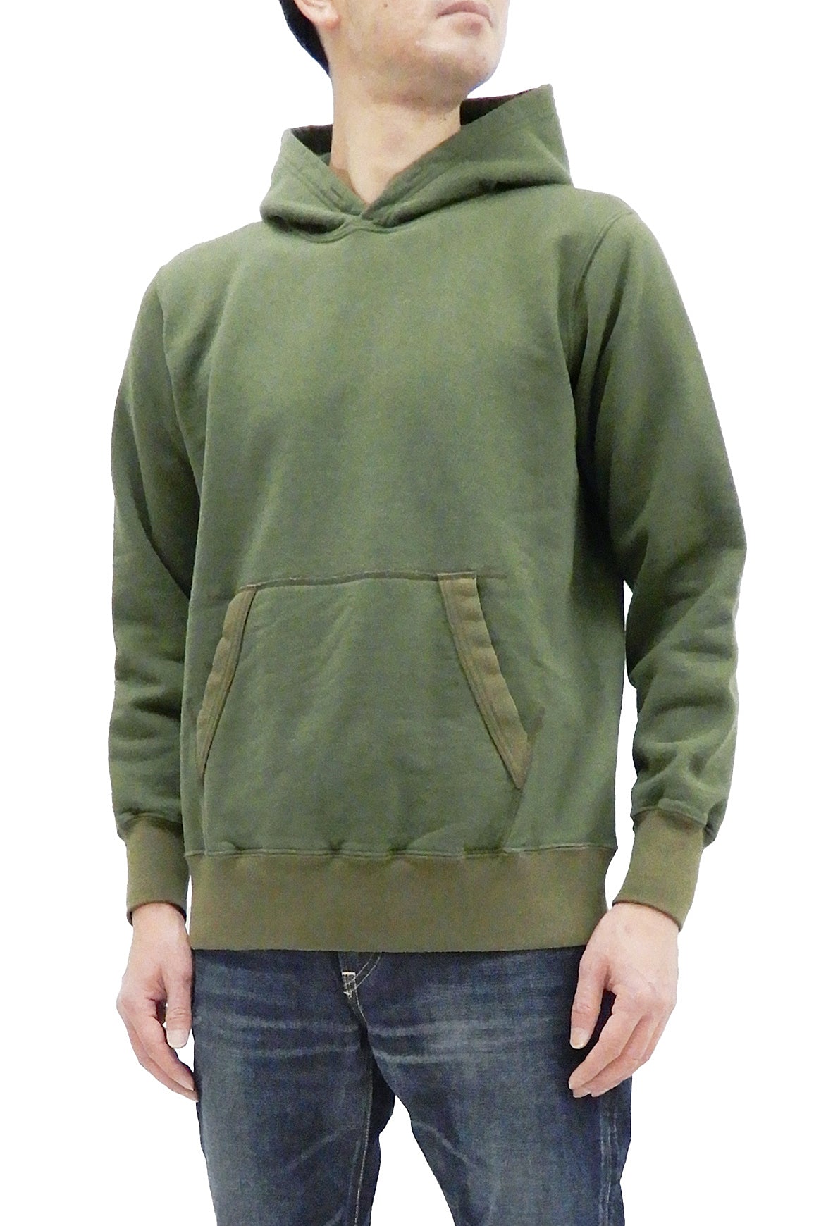 Buzz Rickson Plain Pullover Hoodie Men's Loop-wheeled Vintage Style Hooded Sweatshirt BR68914 149-Faded-Olive
