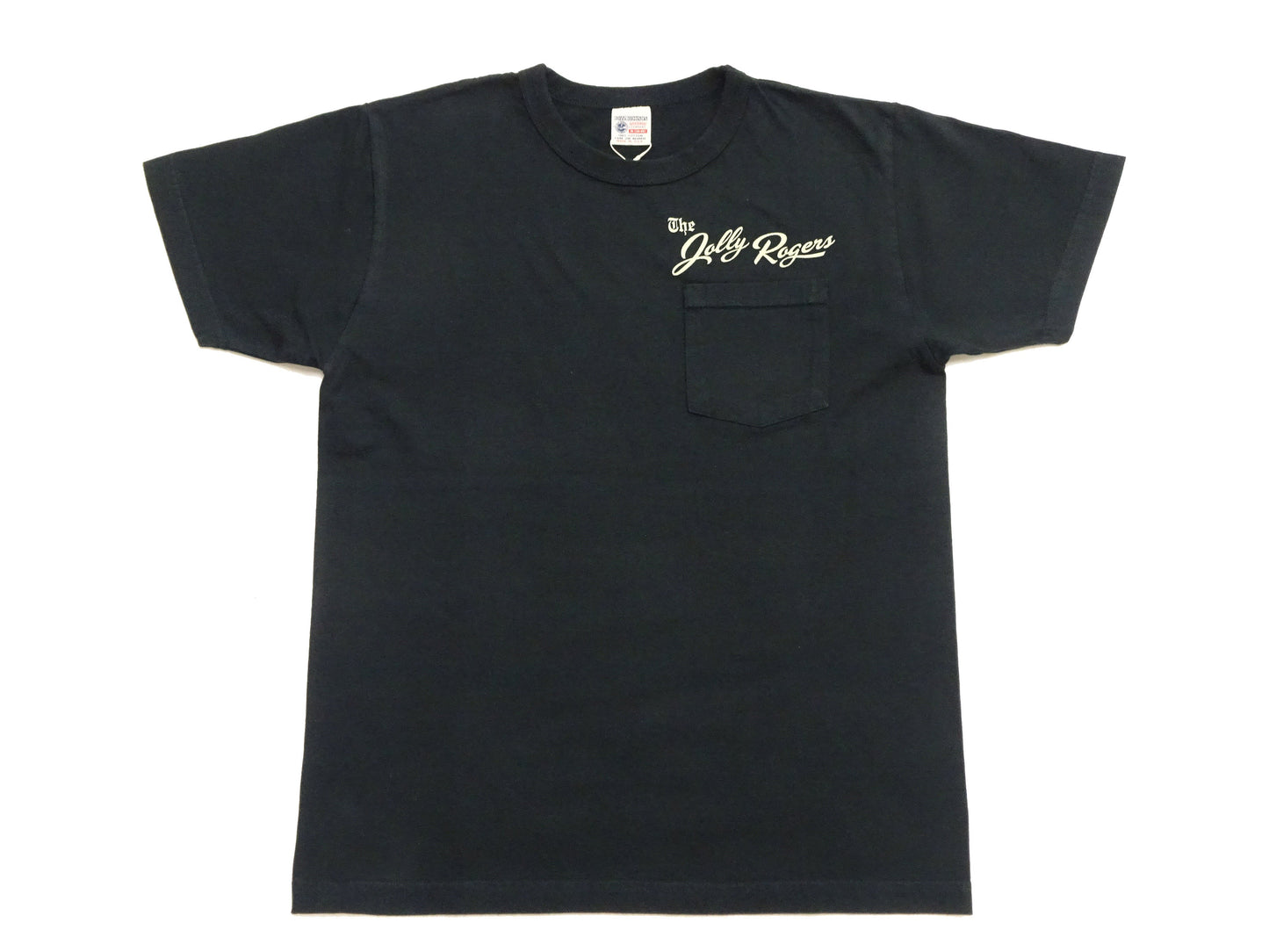 Buzz Rickson Men's Short Sleeve Loopwheeled Graphic Pocket T-Shirt - Jolly Rogers Military-Inspired Print - Made in USA (BR79711 119 Black)