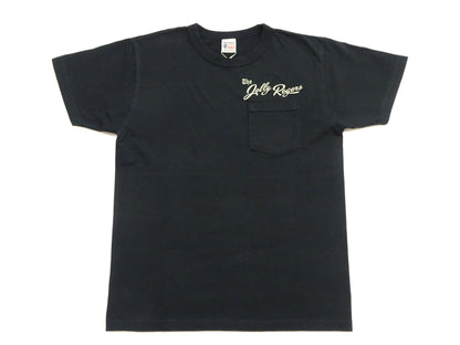 Buzz Rickson Men's Short Sleeve Loopwheeled Graphic Pocket T-Shirt - Jolly Rogers Military-Inspired Print - Made in USA (BR79711 119 Black)