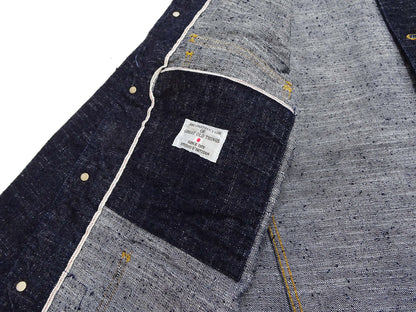 Studio D'Artisan Men's 15oz Selvedge Denim Chore Coat Jacket - Made in Japan, Regular Fit, Toyoda GL3 Loom-Woven (SDA D4620, One-Wash)