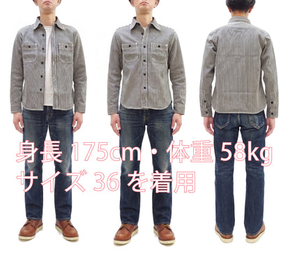 Studio D'artisan Men's 14 oz. Heavyweight Hickory Stripe Long Sleeve Work Shirt, 100% Cotton, Made in Japan (SDA D5335H)