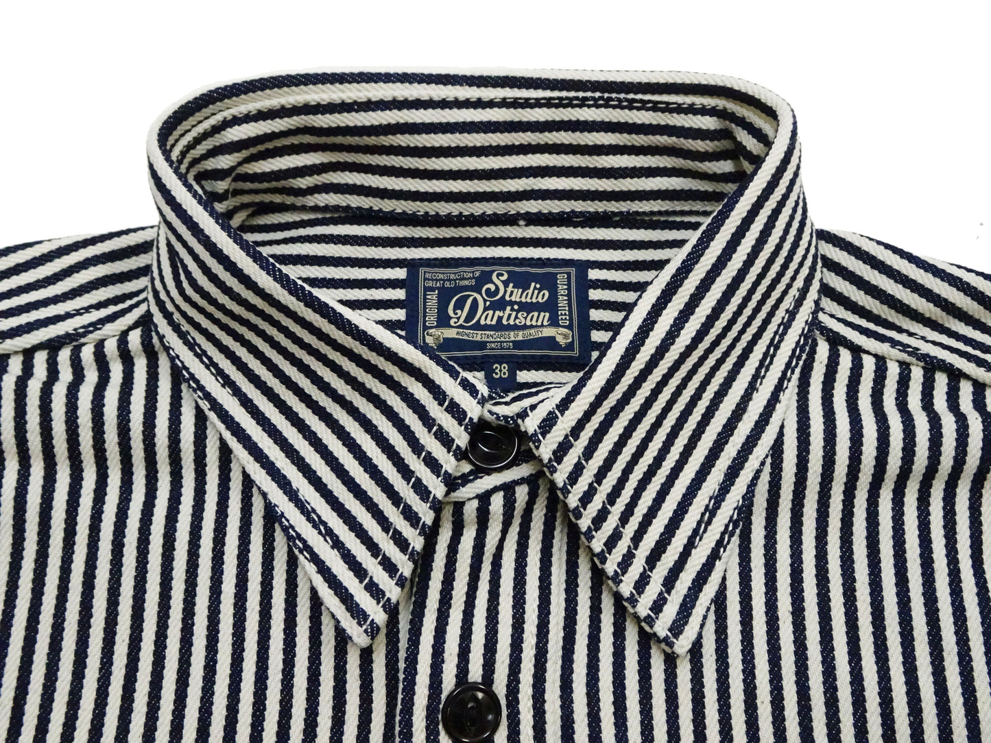 Studio D'artisan Men's 14 oz. Heavyweight Hickory Stripe Long Sleeve Work Shirt, 100% Cotton, Made in Japan (SDA D5335H)